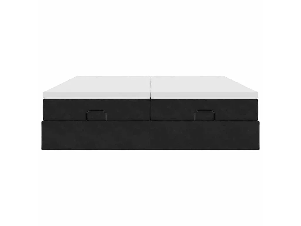 Struttura Letto Pouf con Materassi Nero 160x200 cm in Velluto