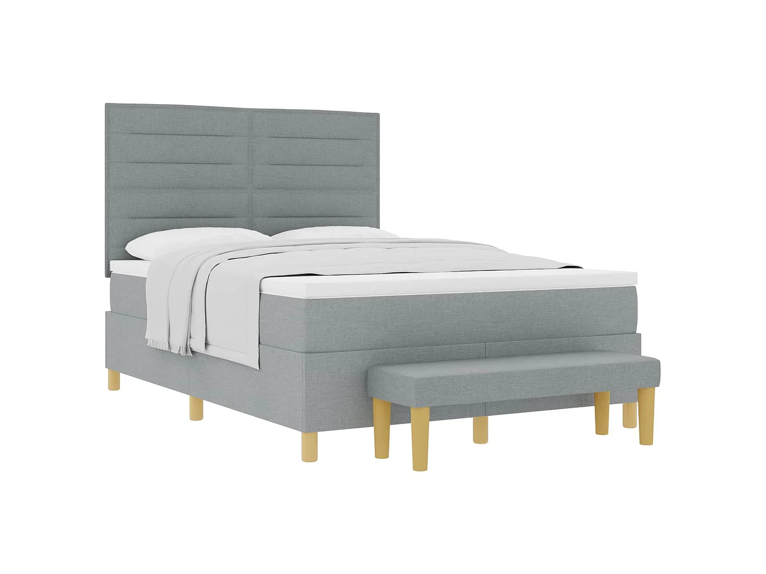 Boxspring bed met kussen Lichtgrijs 200 x 140 cm Stof