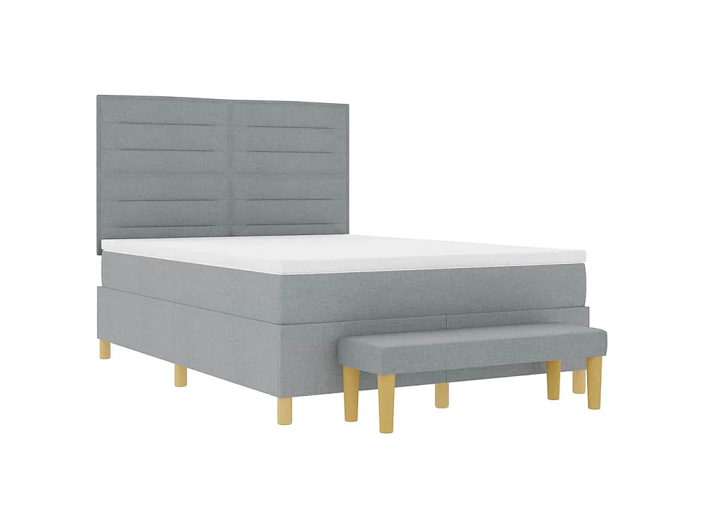 Boxspring bed met kussen Lichtgrijs 200 x 140 cm Stof