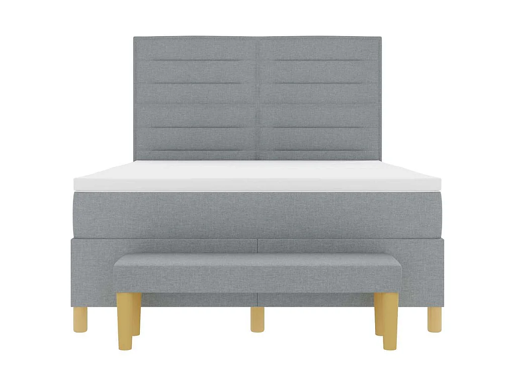 Boxspring bed met kussen Lichtgrijs 200 x 140 cm Stof