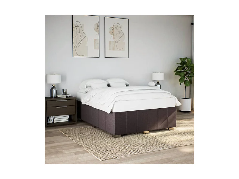 Bettgestell ohne Matratze Dunkelbraun 140x200 cm Stoff