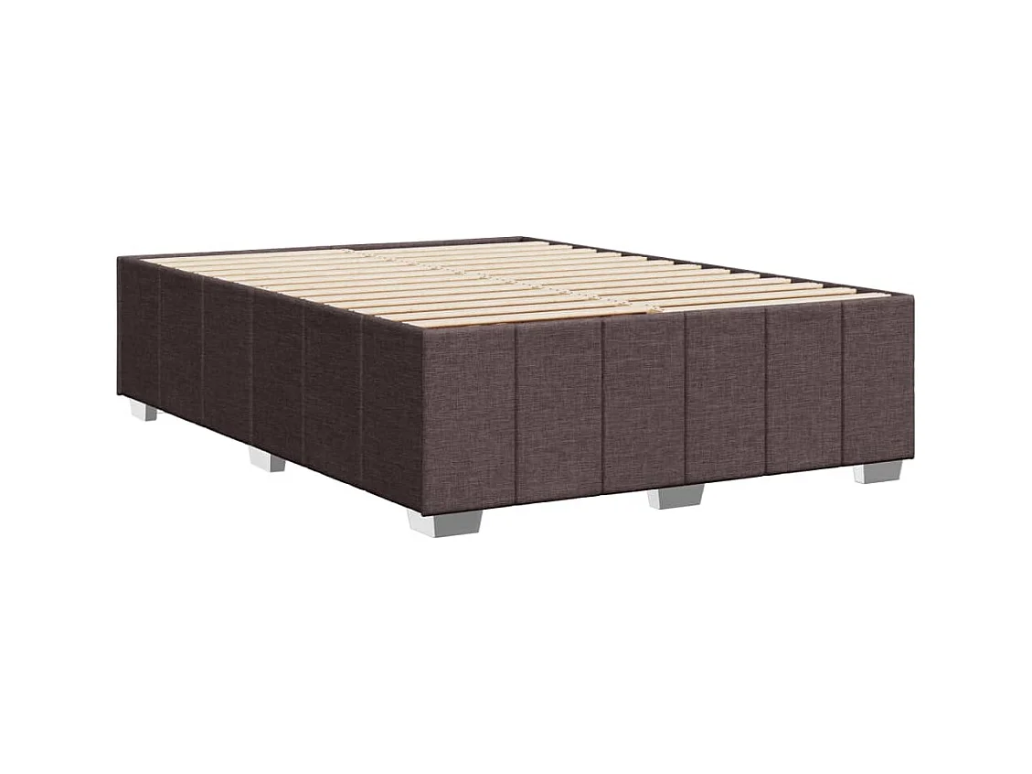 Cadre de lit sans matelas marron foncé 140x200 cm tissu
