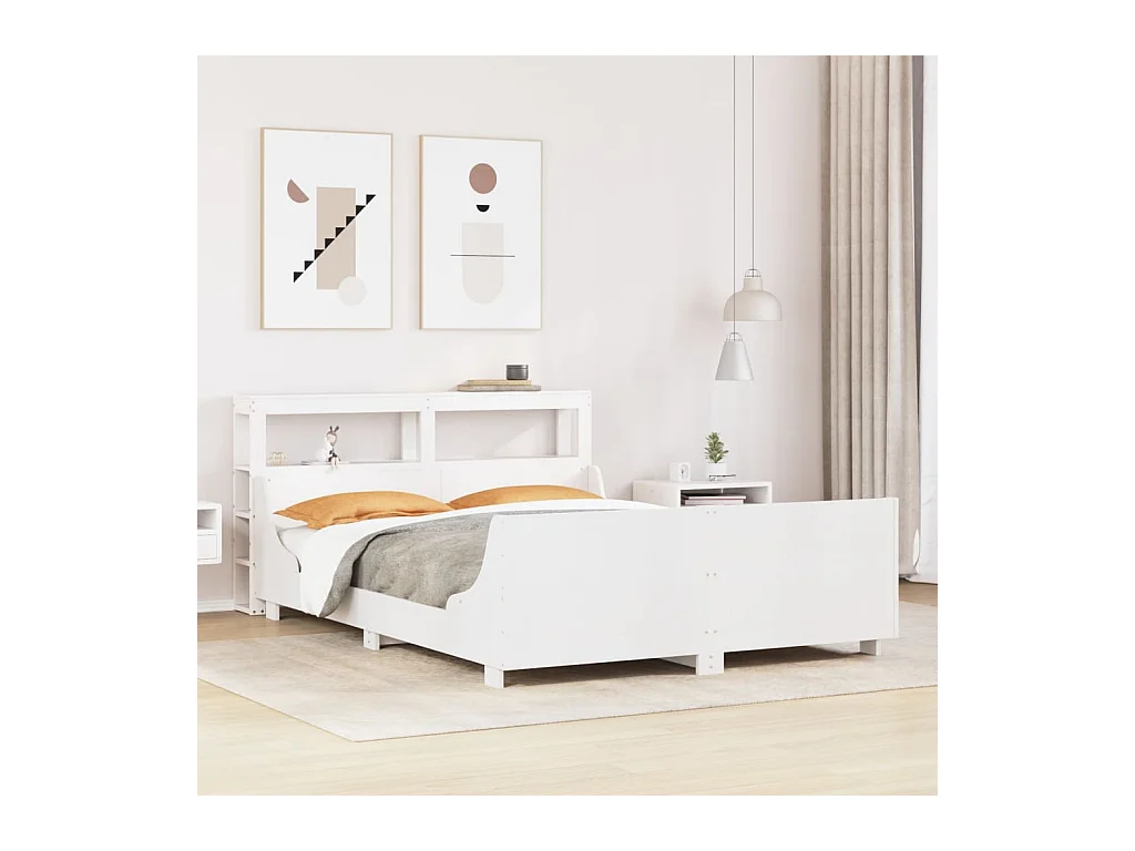 Letto senza Materasso Bianco 160x200 cm Legno Massello di Pino