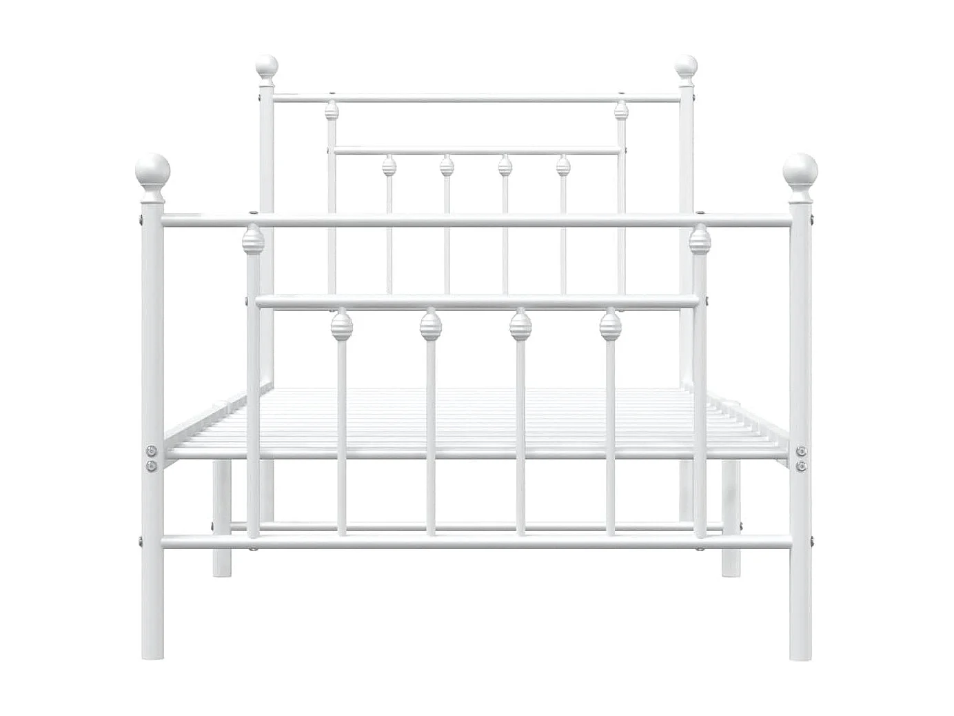 Cadre de lit métal sans matelas avec pied de lit blanc 90x190cm
