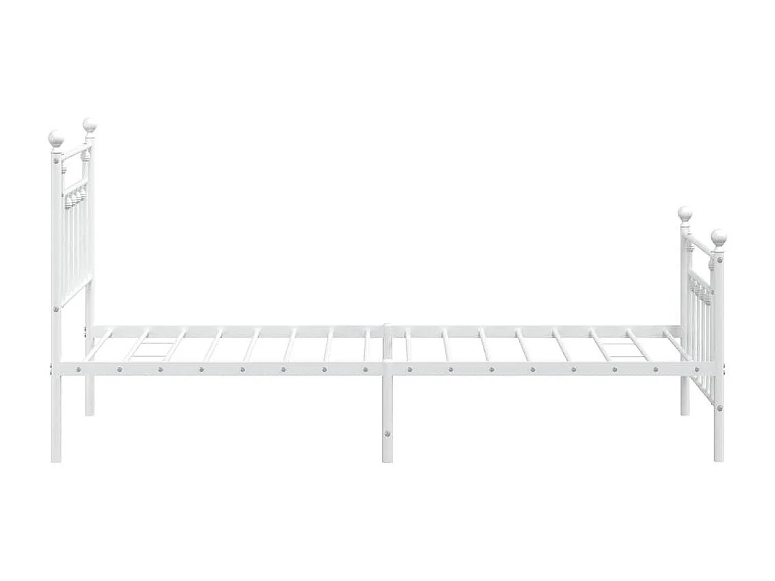 Cadre de lit métal sans matelas avec pied de lit blanc 90x190cm