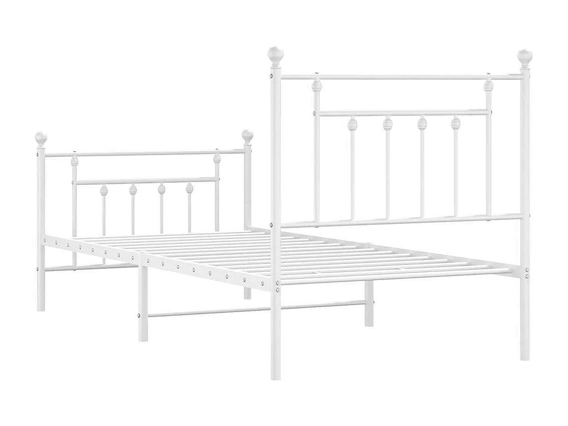 Bettgestell mit Kopf- und Fußteil Metall Weiß 90x190 cm