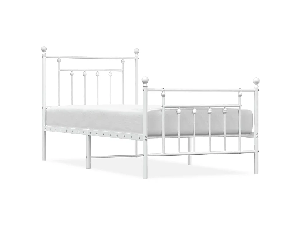 Giroletto con Testiera e Pediera Metallo Bianco 90x190 cm