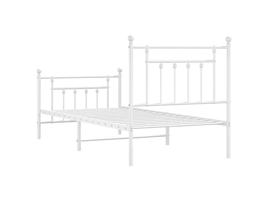 Giroletto con Testiera e Pediera Metallo Bianco 90x190 cm