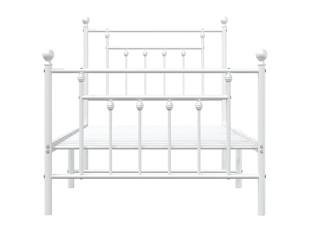 Cadre de lit métal sans matelas avec pied de lit blanc 90x190cm