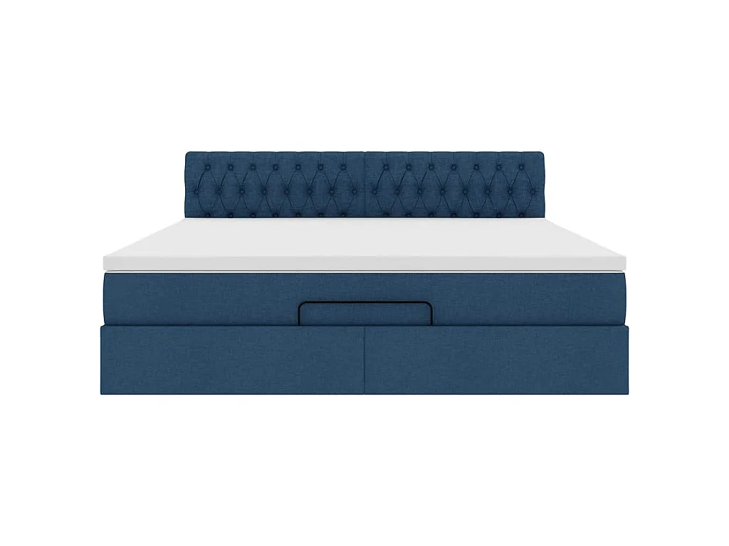 Ottoman-Bett mit Matratze & LEDs Blau 160x200 cm Stoff