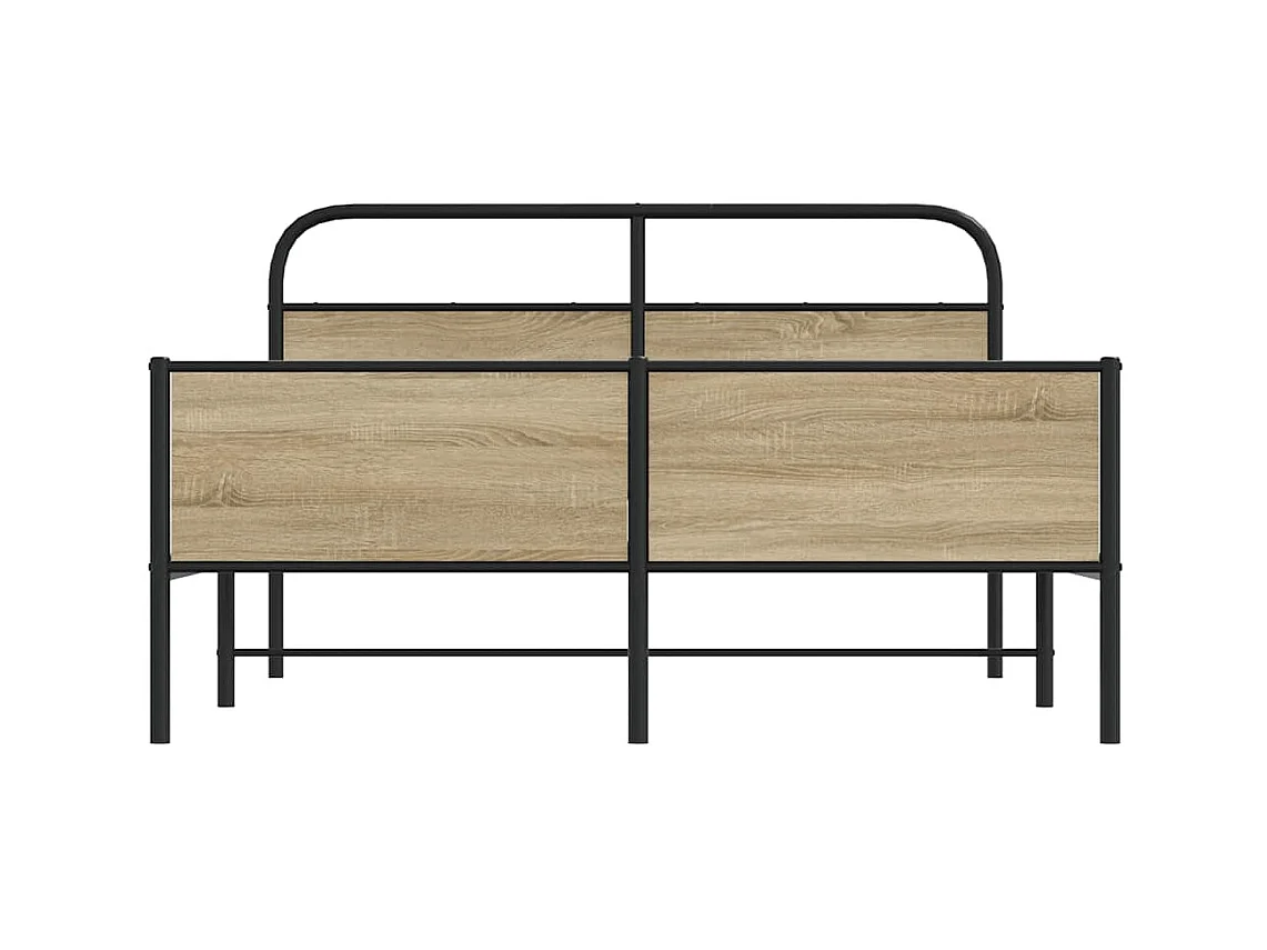 Cadre de lit en métal sans matelas chêne fumé 180x200 cm