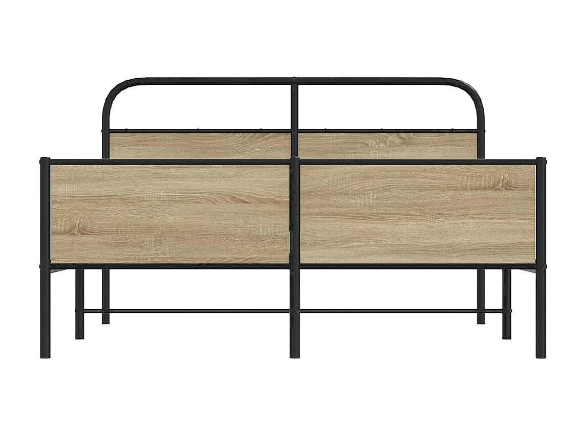 Cadre de lit en métal sans matelas chêne fumé 180x200 cm