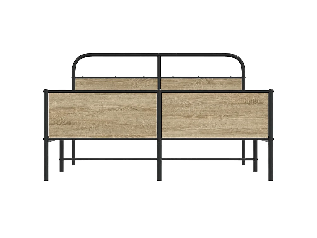 Cadre de lit en métal sans matelas chêne fumé 180x200 cm