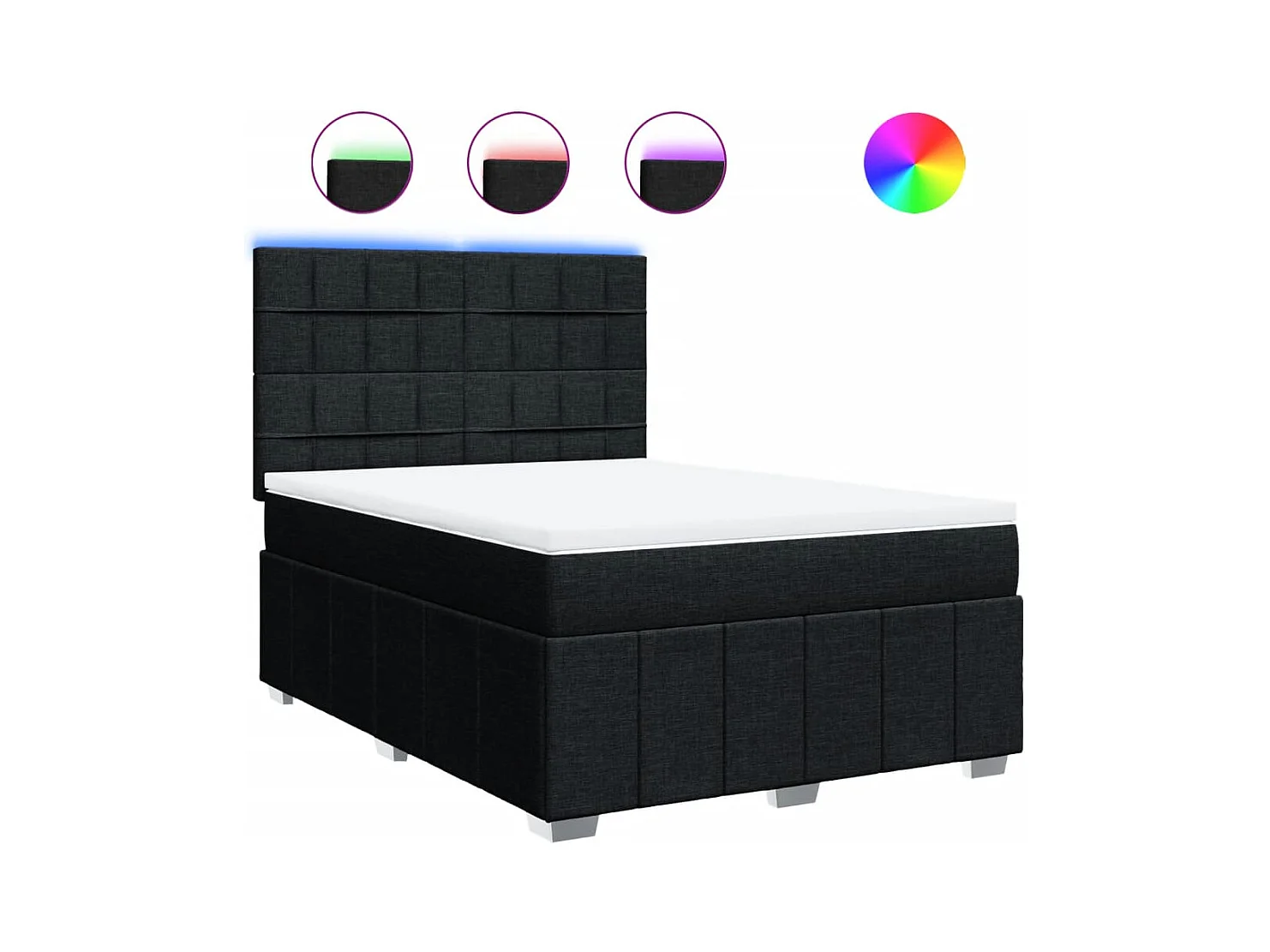 Sommier à lattes de lit avec matelas Noir 140x190 cm Tissu