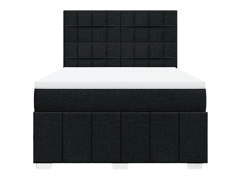 Giroletto a Molle con Materasso Nero 140x190 cm in Tessuto