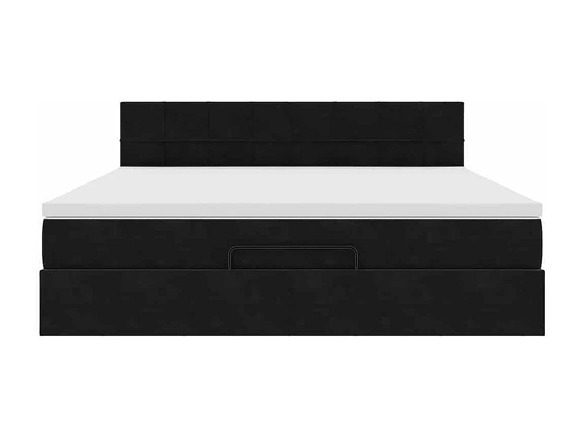 Cadre de lit ottoman avec matelas noir 160x200 cm velours