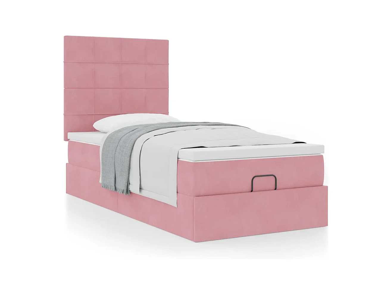 Cadre de lit ottoman avec matelas rose 90x200 cm velours