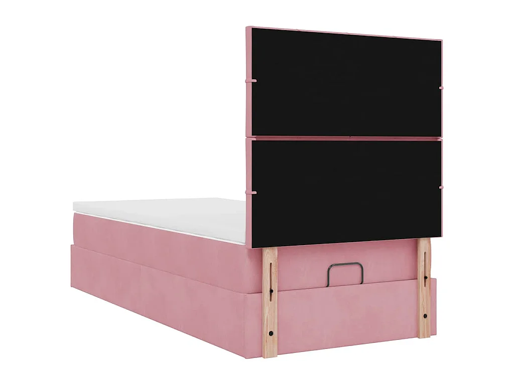 Ottoman bed met matrassen 90x200cm fluweel roze