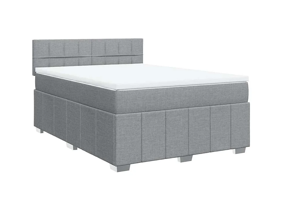 Boxspringbett mit Matratze Hellgrau 140x200 cm Stoff