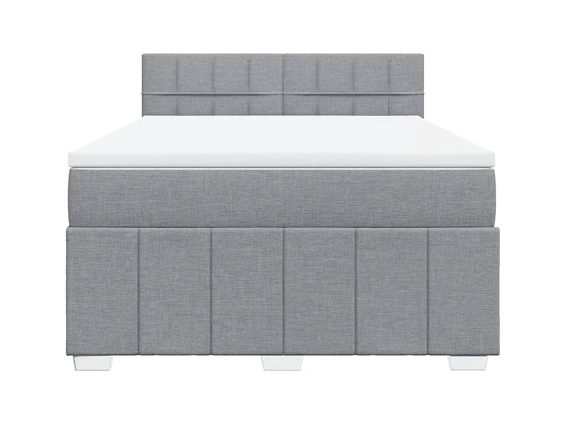 Boxspringbett mit Matratze Hellgrau 140x200 cm Stoff