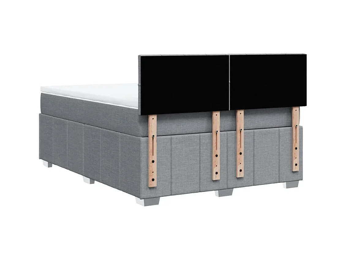 Boxspringbett mit Matratze Hellgrau 140x200 cm Stoff