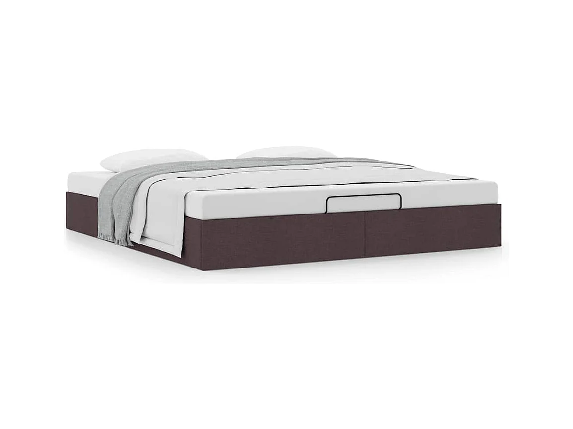 Cadre de lit ottoman sans matelas marron foncé 160x200 cm tissu