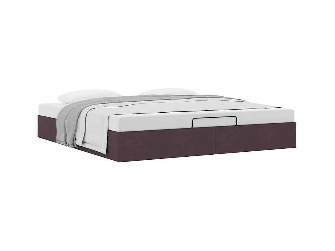 Cadre de lit ottoman sans matelas marron foncé 160x200 cm tissu