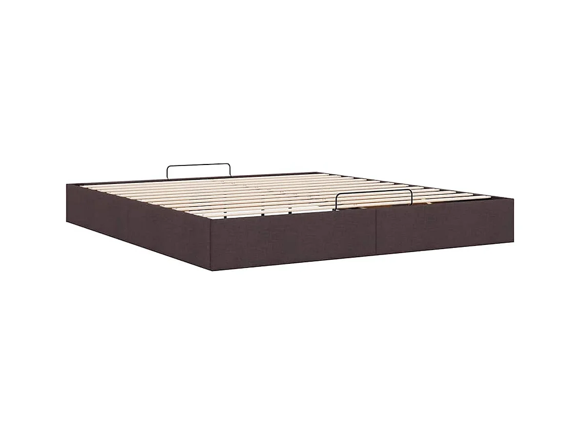 Cadre de lit ottoman sans matelas marron foncé 160x200 cm tissu
