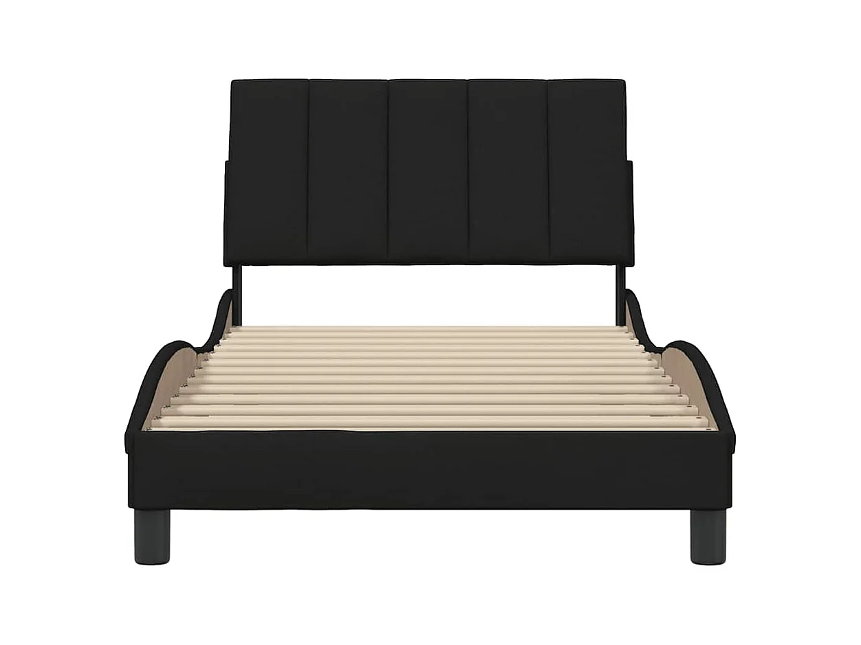 Cadre de lit sans matelas Hanko noir 100x200 cm tissu