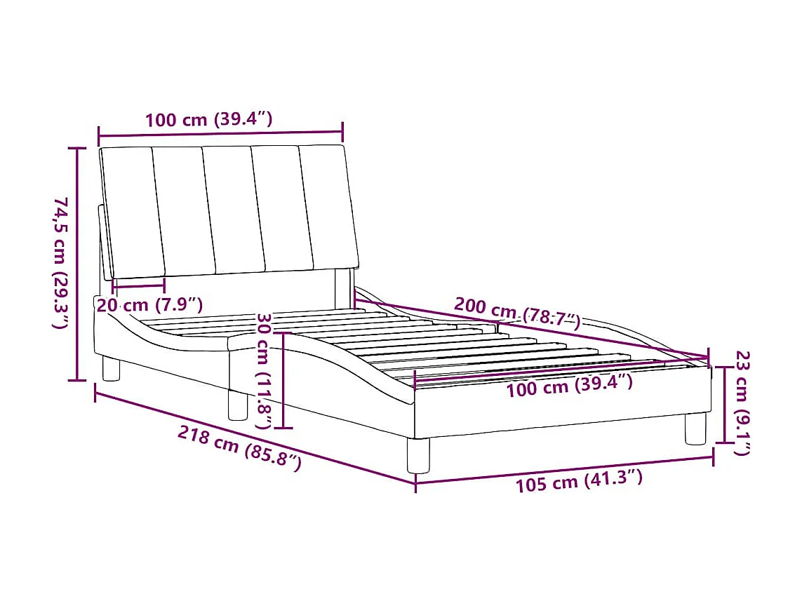 Bedframe zonder matras "Hanko" 100x200 cm stof zwart