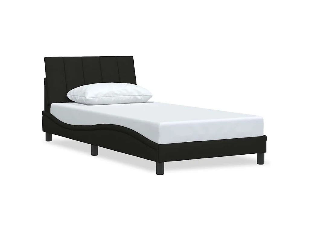 Estrutura de cama sem colchão Hanko 100x200 cm tecido preto