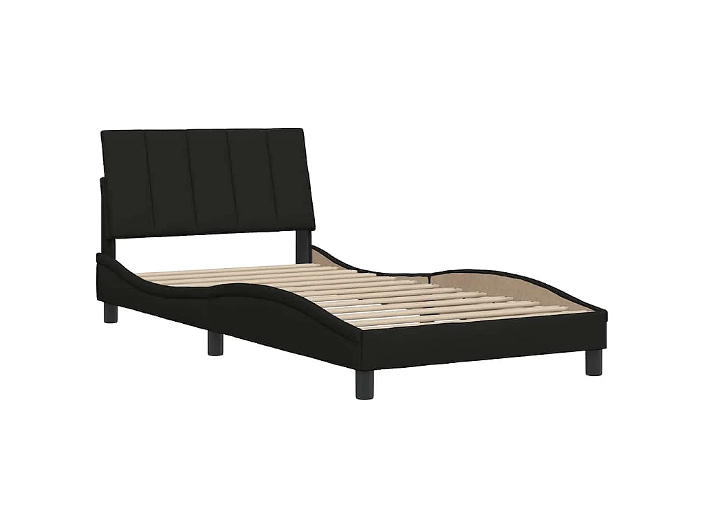 Estrutura de cama sem colchão Hanko 100x200 cm tecido preto