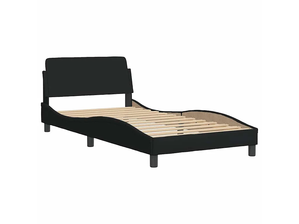 Estrutura de cama sem colchão Hanko 100x200 cm tecido preto