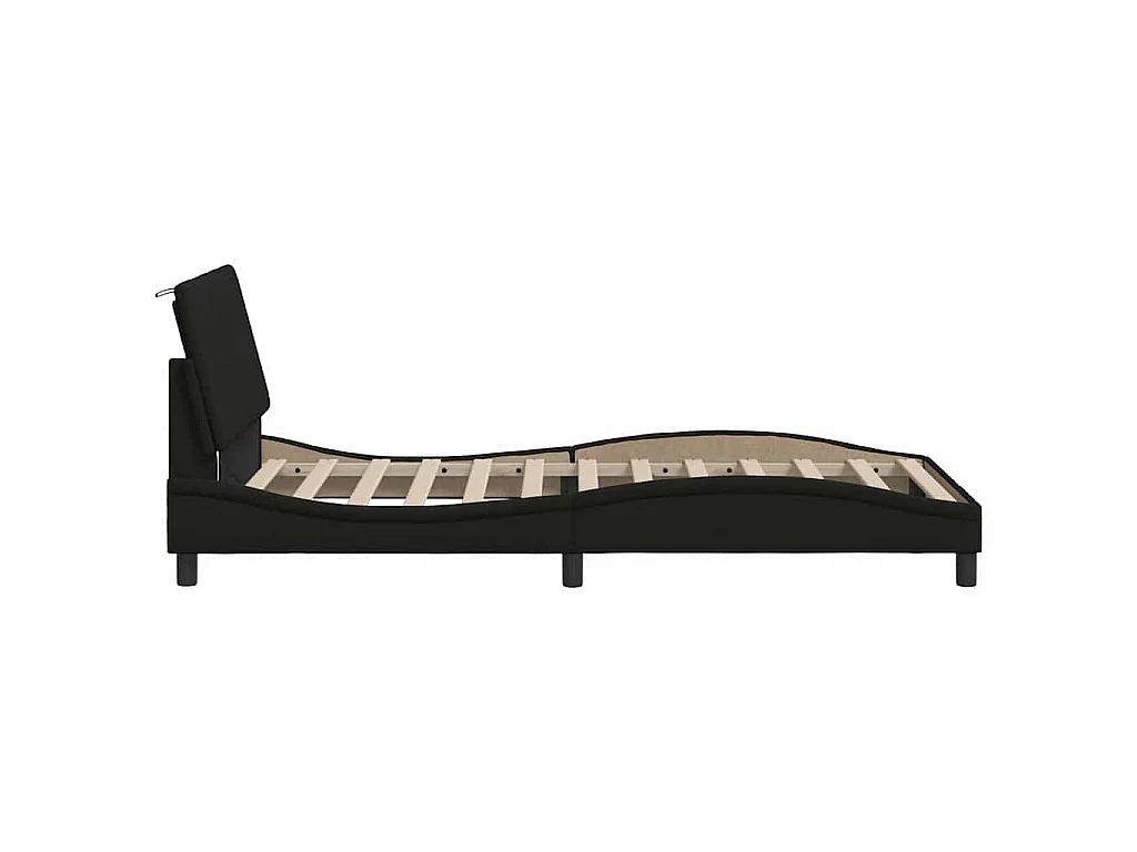 Estrutura de cama sem colchão Hanko 100x200 cm tecido preto