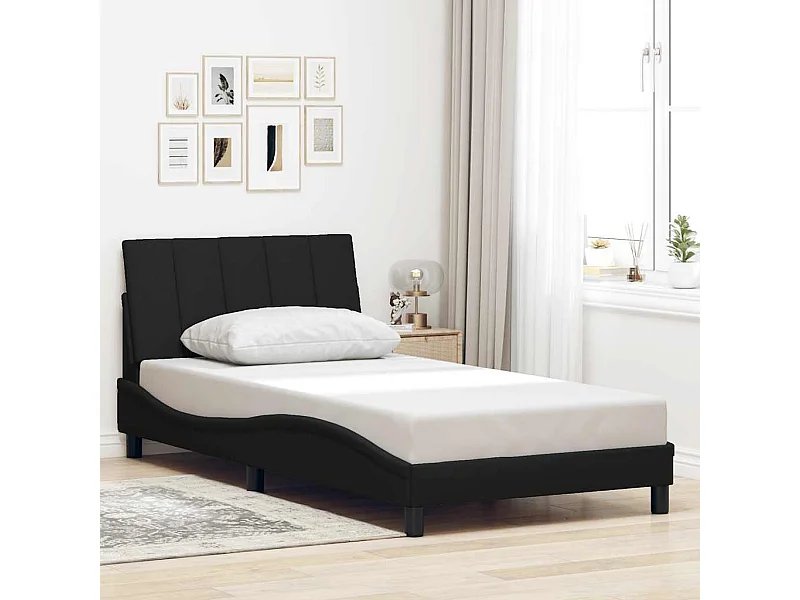Cadre de lit sans matelas Hanko noir 100x200 cm tissu