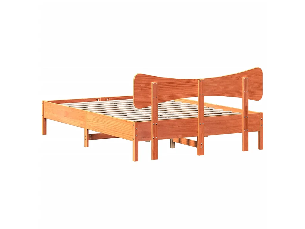 Bed met matras massief grenenhout wasbruin 140x190 cm