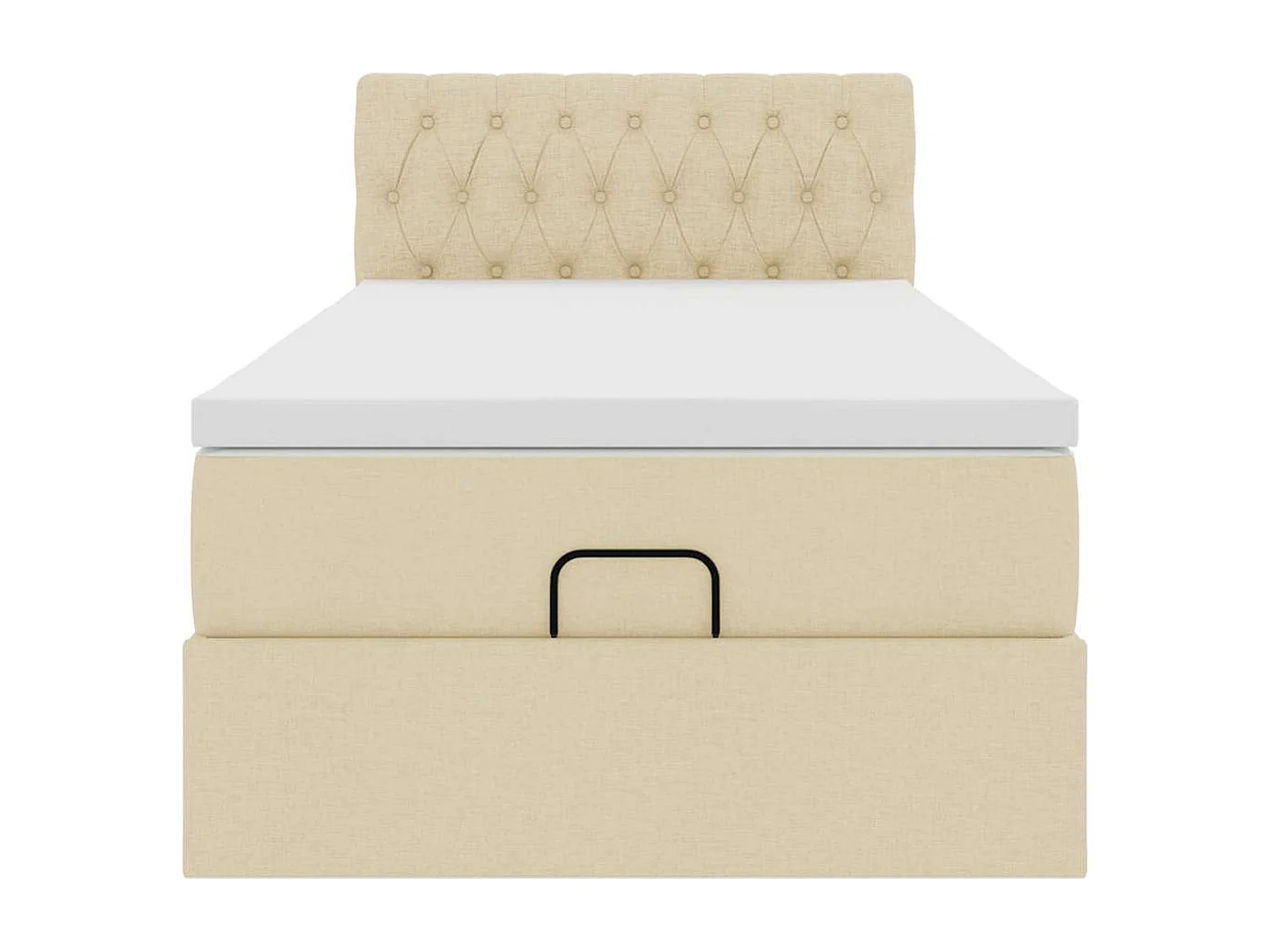 Pouf Letto con Materasso Crema 90x200 cm in Tessuto