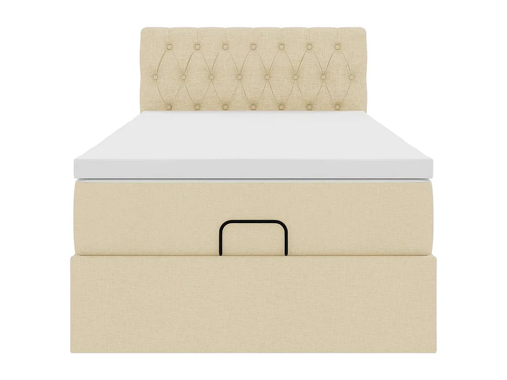 Bed met matras 90x200 cm stof crèmekleurig