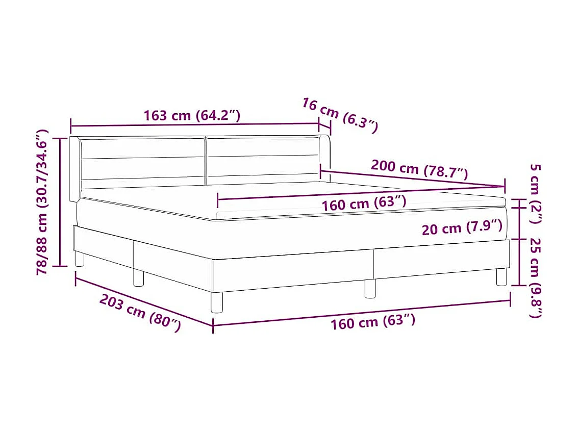 Boxspringbed met matras Crème 200 x 160 cm Polyester