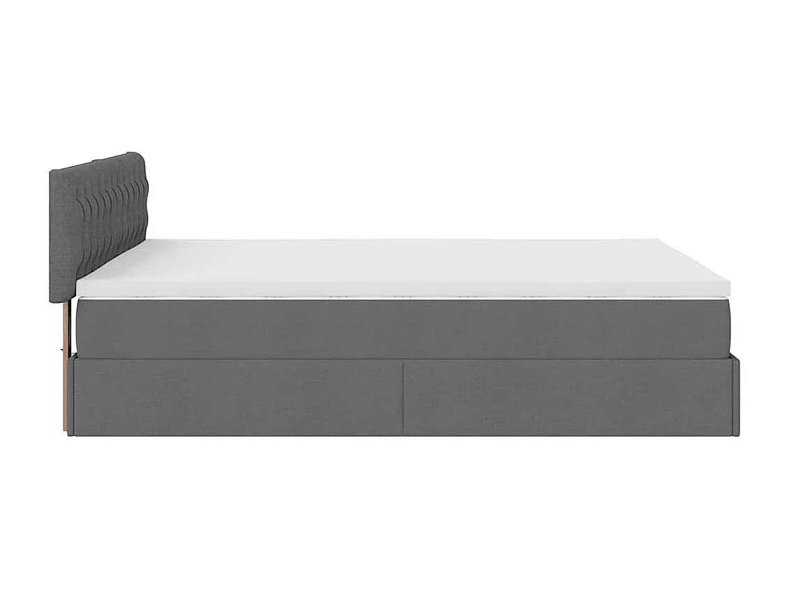 Lit ottoman avec matelas gris foncé 140x200 cm tissu