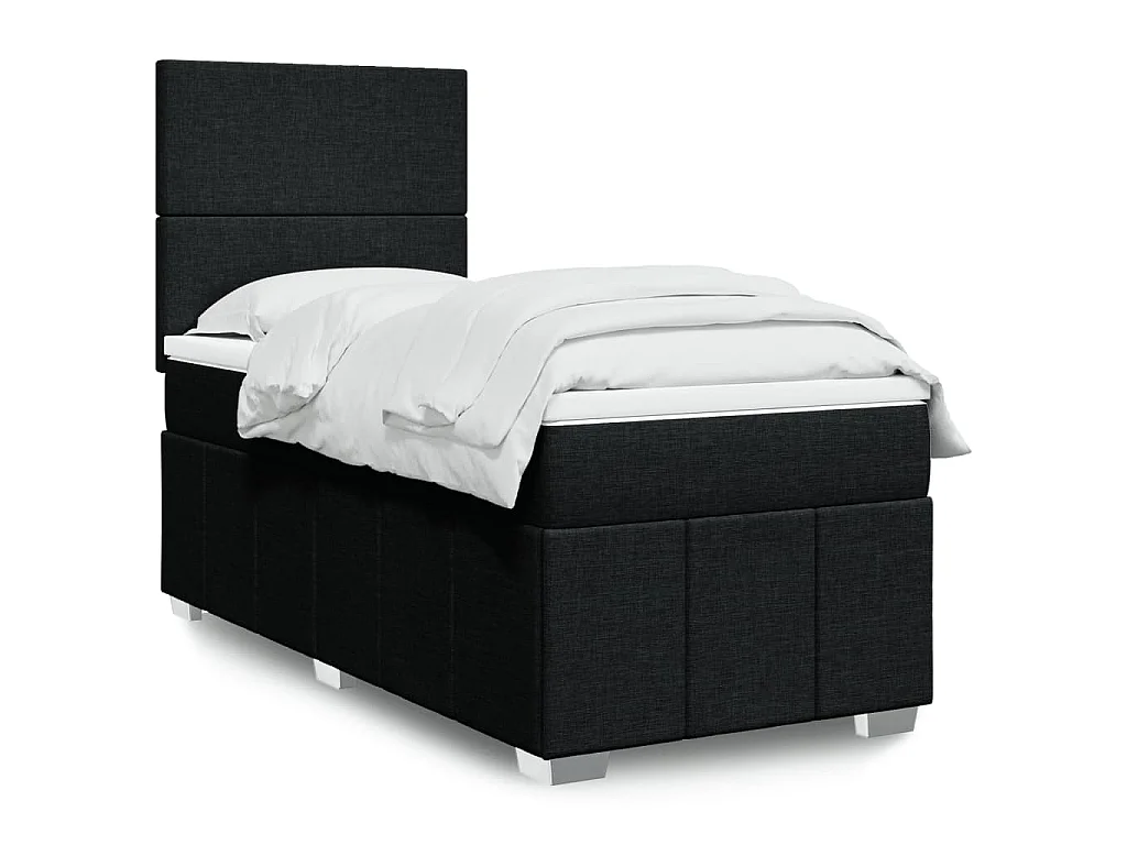 Sommier à lattes de lit avec matelas Noir 90x190 cm Tissu