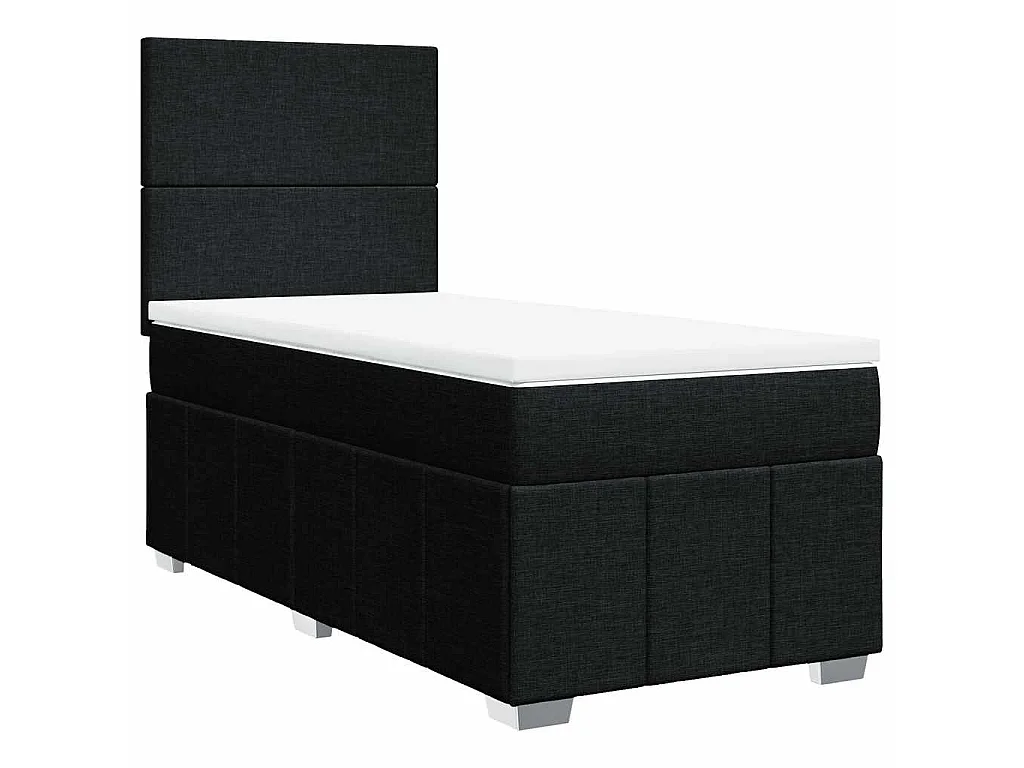 Sommier à lattes de lit avec matelas Noir 90x190 cm Tissu