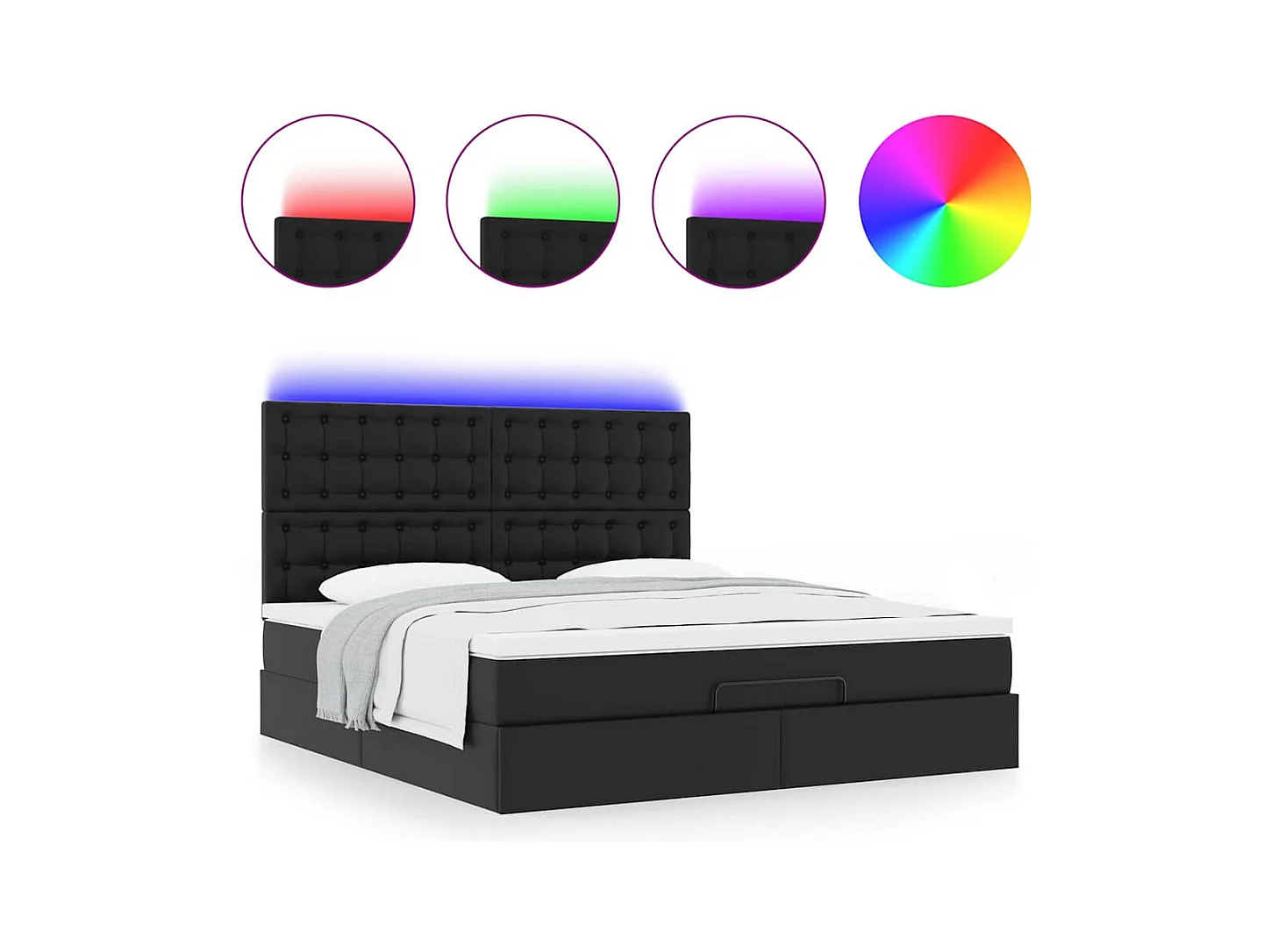 Cadre de lit ottoman avec matelas noir 160x200 cm similicuir