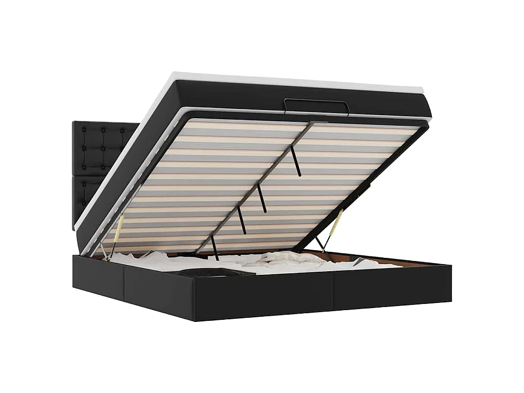 Ottoman bed met matras en LED's 160x200cm kunstleer zwart