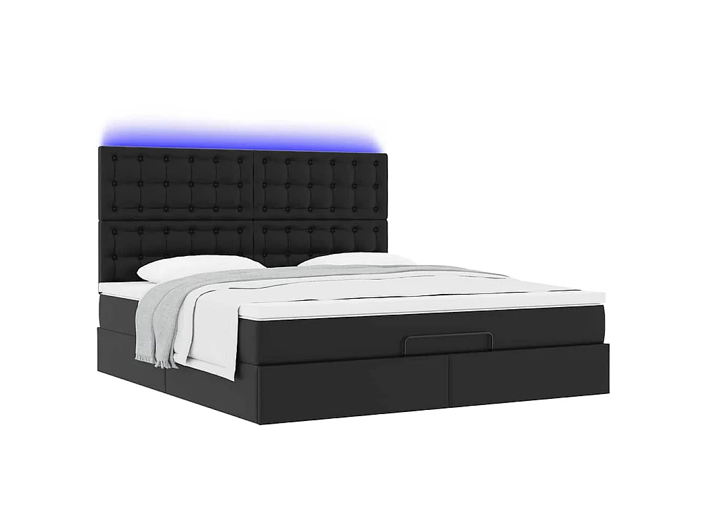 Ottoman bed met matras en LED's 160x200cm kunstleer zwart