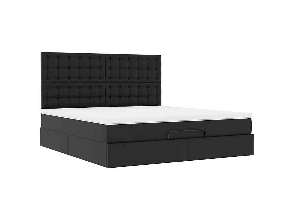 Ottoman bed met matras en LED's 160x200cm kunstleer zwart