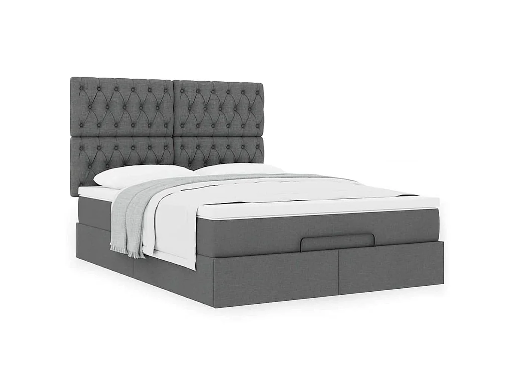 Estructura cama otomana colchón tela gris oscuro 140x190cm