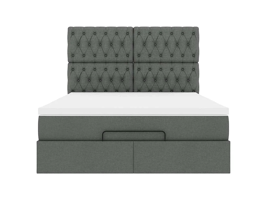Estructura cama otomana colchón tela gris oscuro 140x190cm