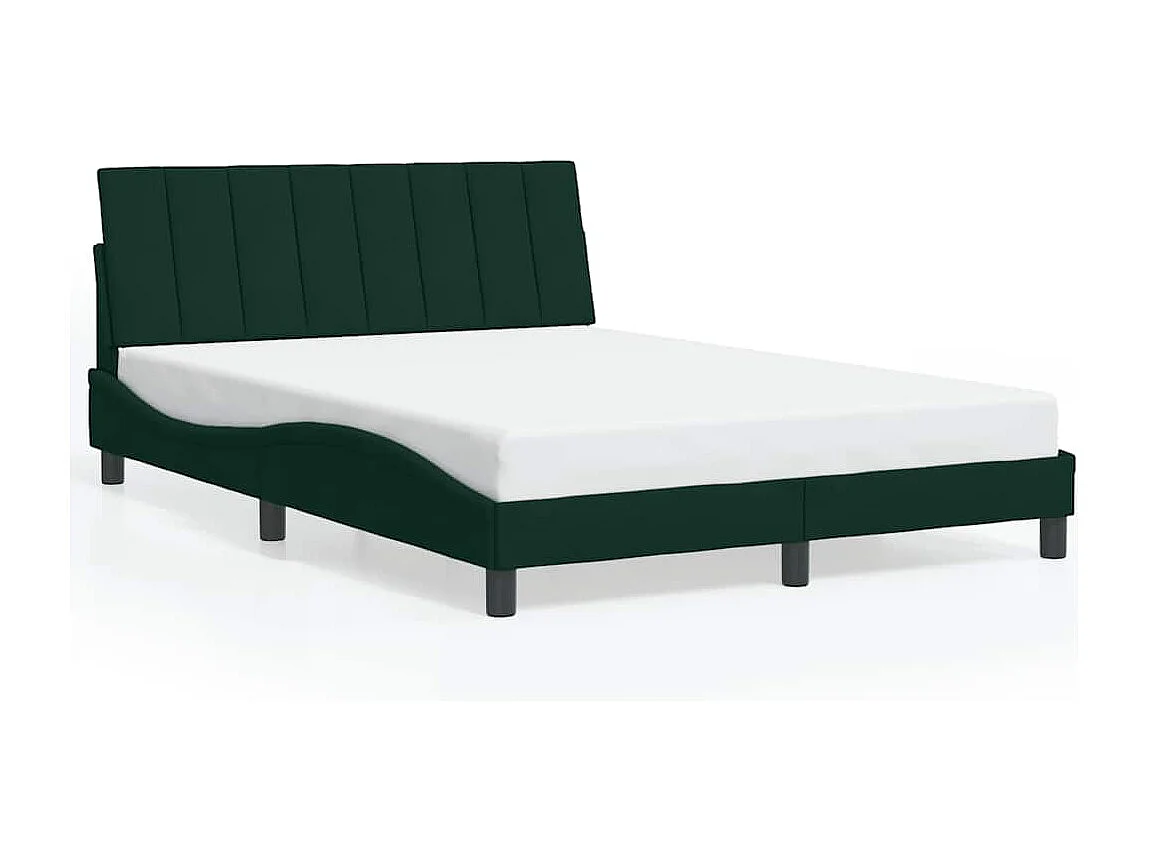Cadre de lit sans matelas Hanko vert foncé 140x200 cm velours