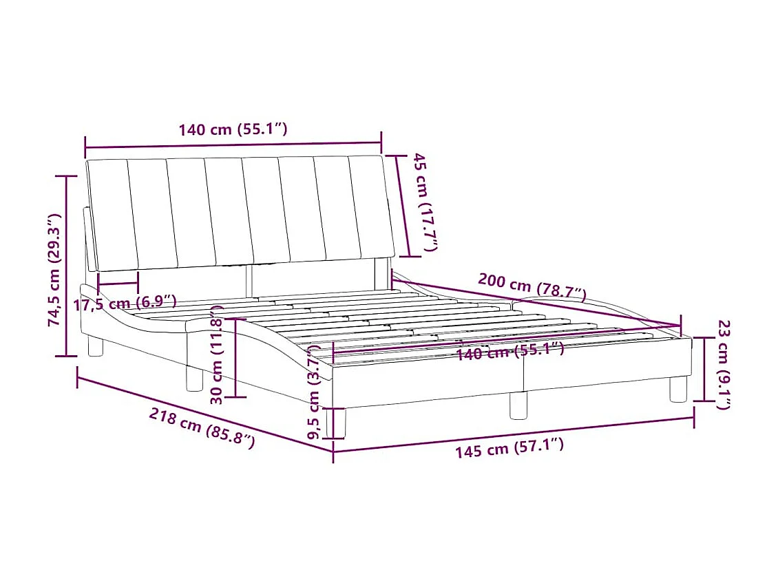 Bedframe zonder matras "Hanko" 140x200 cm fluweel donkergroen